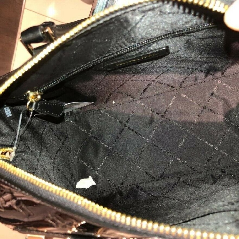 NWT MICHAEL KORS LG METALLIC DUFFLE BAG BLACK - Picture 6 of 7